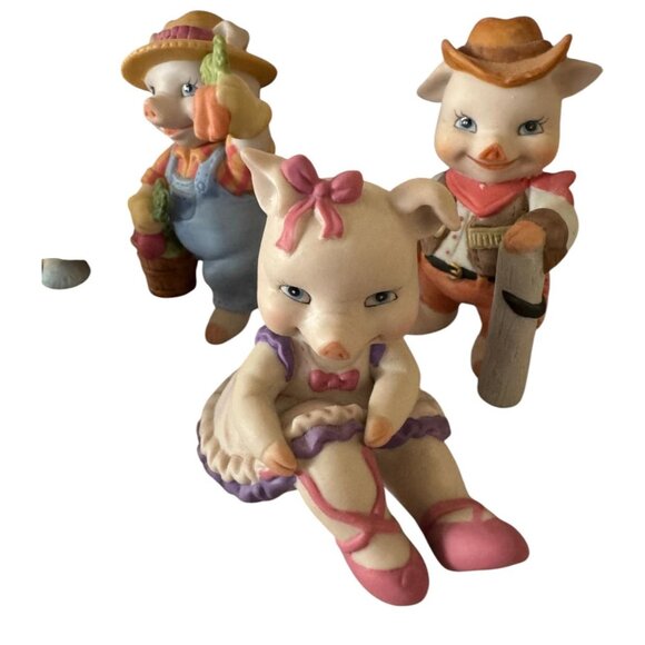 Ceramic Pigs Collection 1994 Set of 6 Bronson Collectibles farmer Ballerina Cowb - Picture 3 of 7